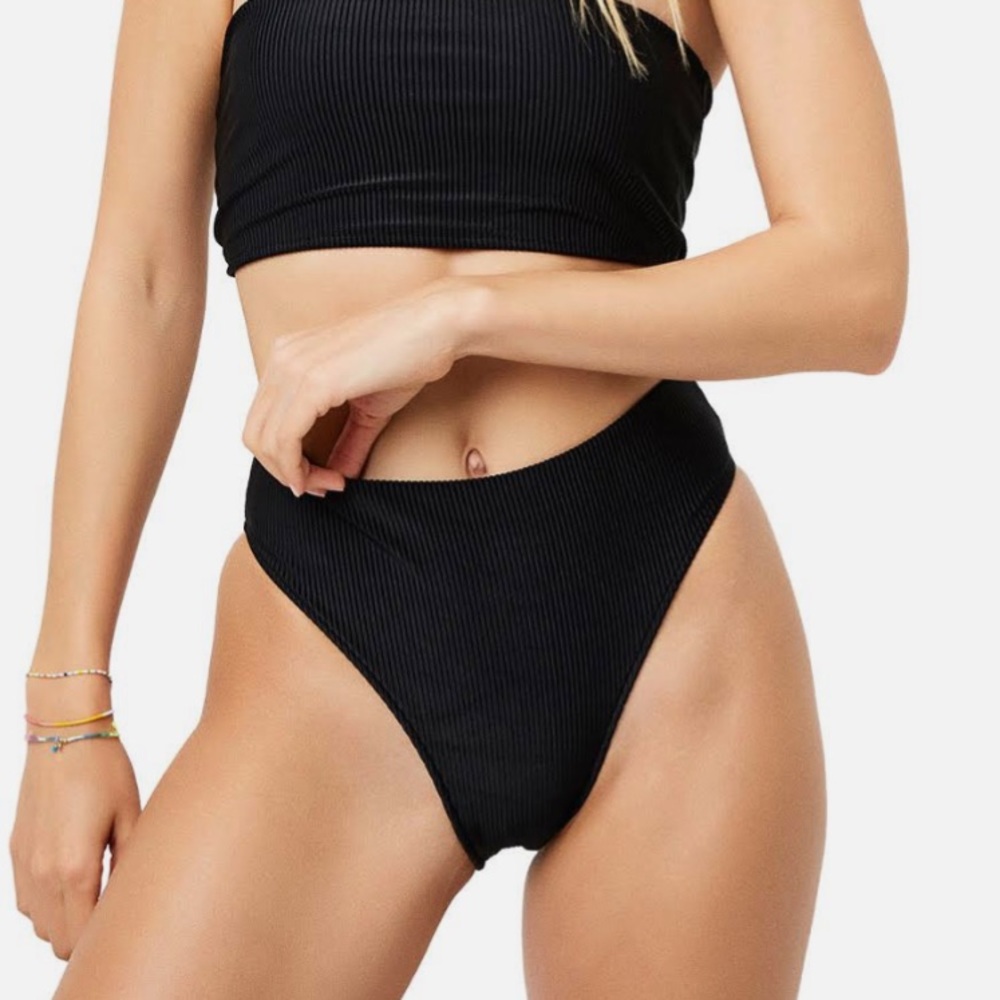 Black high waisted bikini bottoms
